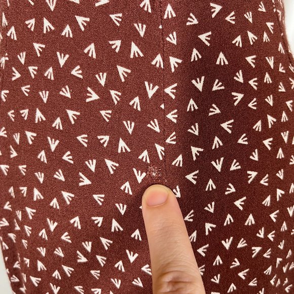 Free People Size 4 Brown Print Short Sleeve Dress Retro *Flaw - Picture 4 of 10